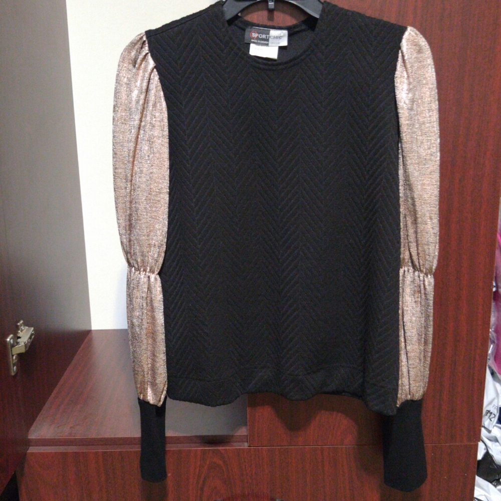 Dressy Top With Rose Gold Shimmer Sleeves